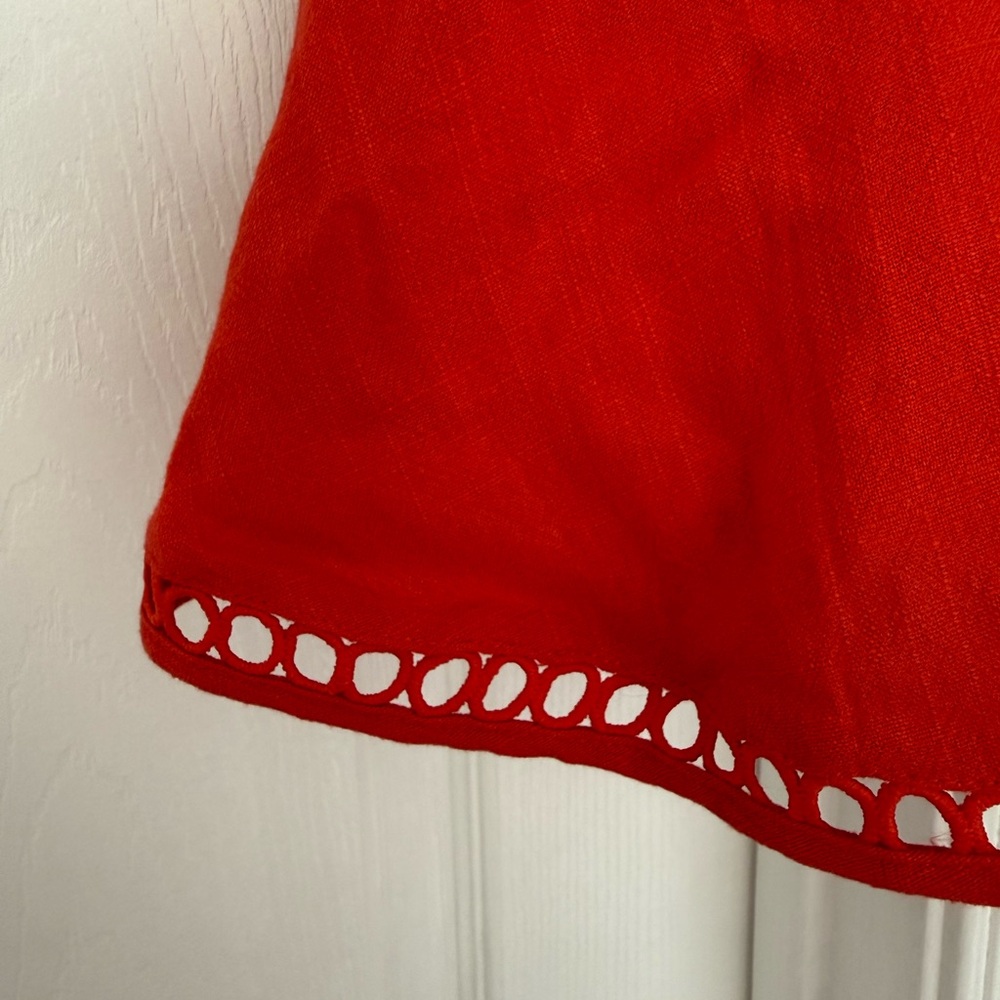 Entro Red Peplum Tank Top - Sleeveless Eyelet Trim, size large - Picture 2 of 4